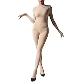 RUIBAVYA Women's Bodystocking Long Sleeve Full Body Bodysuit Includes Five Finger Glove Body Stockings Velvet 120D Jumpsuit