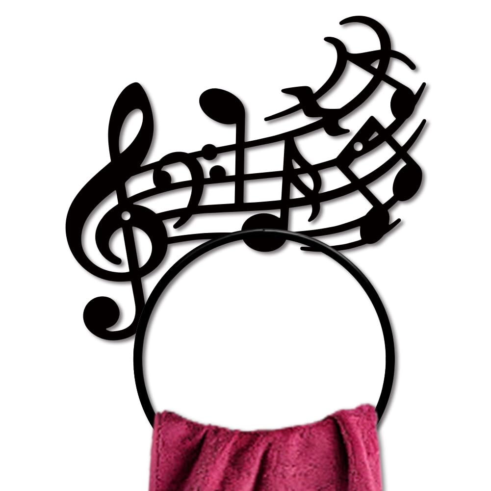 MAYJOYDIY Musical Note Towel Ring, Pentatonic Scale Metal Towel Holder, Wall Mounted for Bathroom Kitchen