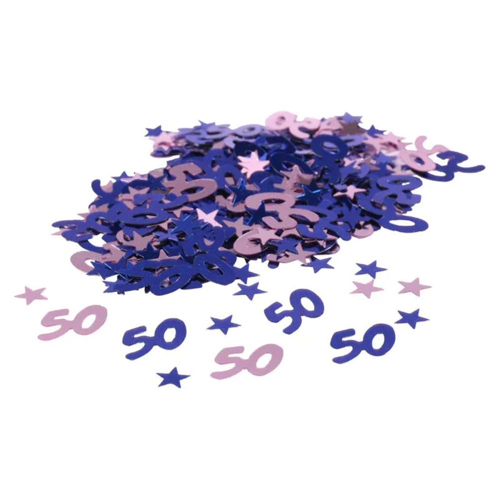 50th Age 50 Blue Confetti with Stars