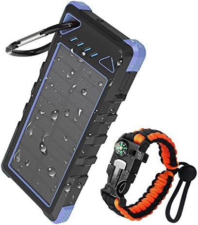 Solar Power Bank 16000mAh Portable Dual USB Backup Battery Pack with 4LED IP67 Waterproof Outdoor for iPhone 7s / 6s / Plus iPad Pro Galaxy S7 / S6 / Edge and More