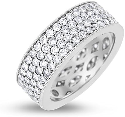 2.40 Carat Natural Diamond Micro Pave Set Milgrain Eterntiy Band 18k White Gold
