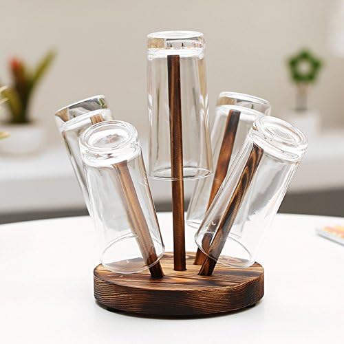 Japanese solid wood cup holder Stylish kitchen racks Drain cup holder Creative glass storage rack-A