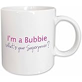 3dRose "I'M A Bubbie - What's Your Superpower - Hot Pink Funny Gift For Grandma" Mug, Pink, 15 oz