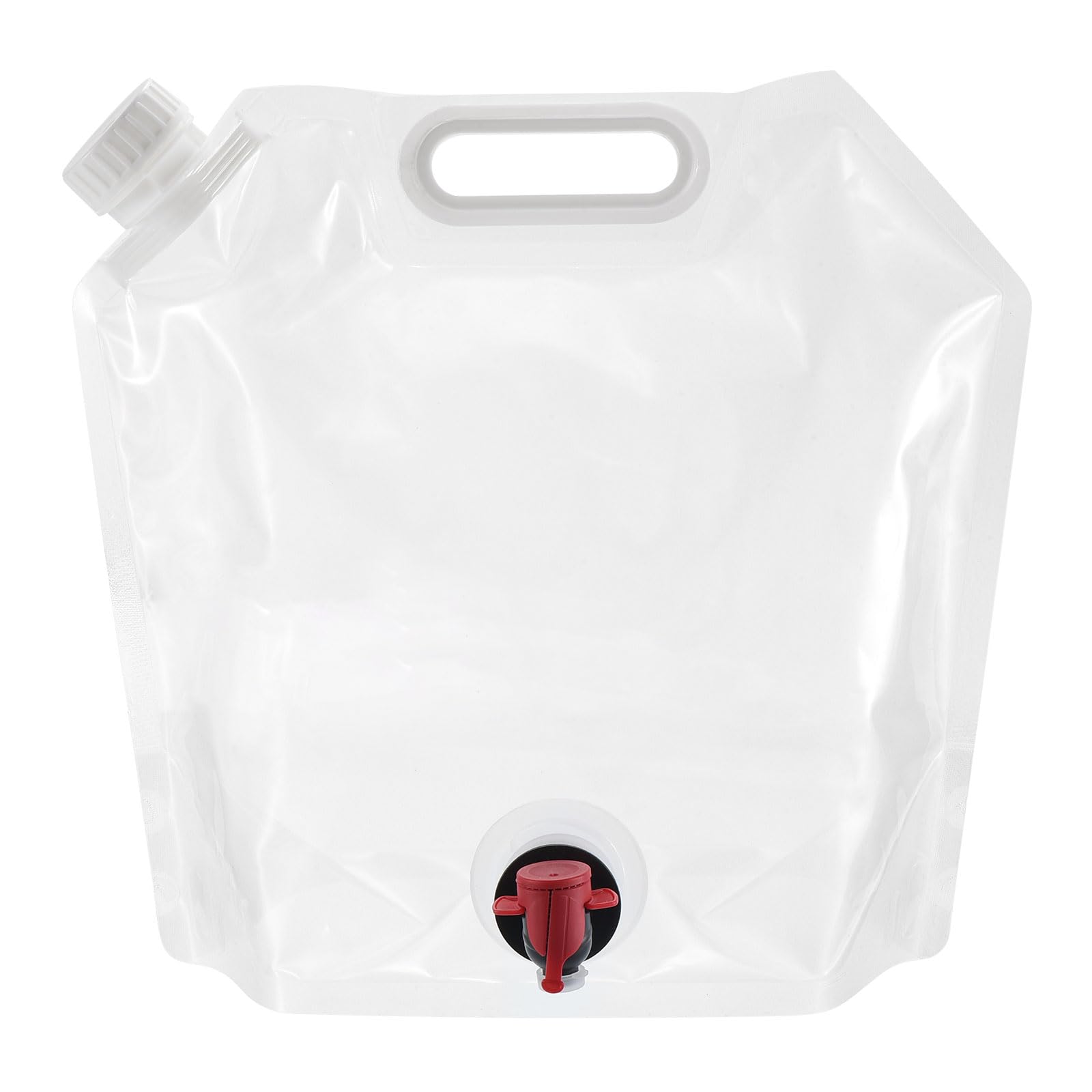 PATIKIL 1.3 Gallon Collapsible Water Container Bag with Spigot, PE Folding Water Jug Carrier for Camping, Hiking, Emergency Water Storage, White