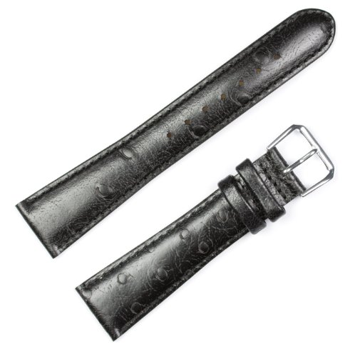 Ostrich Grain Watch Band - Black 12MM
