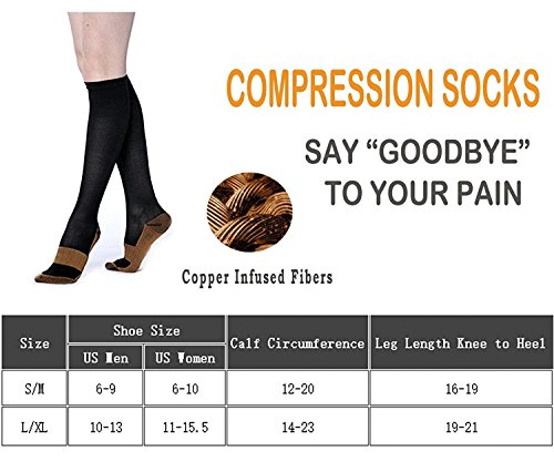 Copper Compression Socks For Men & Women(5 Pairs)- Best For Running,Athletic,Medical,Pregnancy and Travel -15-20mmHg(Assort1,S/M)
