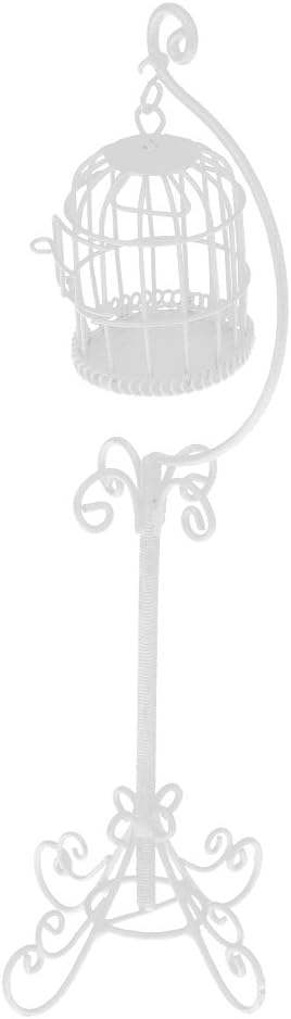 Injoyo Vintage White Metal Birdcage Stand for 1:12 Scale Dolls House Accessories