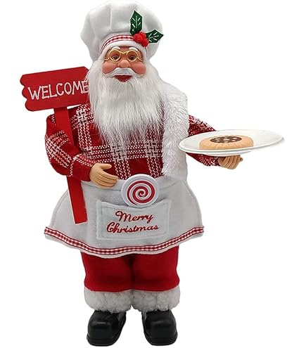 Vintage Weihnachtsmann-Figur Mit Baum – Rustikaler Dekoration Aus Metall & Holz, 40,6 Cm Hoch, Perfekt Für Festliche Stimmung!