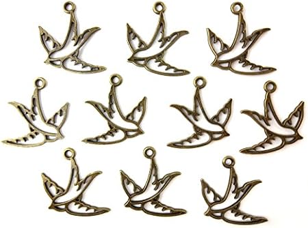 Amazon Haru雑貨 金古美 チャーム 10個セット 透かしチャーム 鳥 バード アクセサリートップ レジン ハンドメイド パーツ チャーム アクセサリートップ 通販