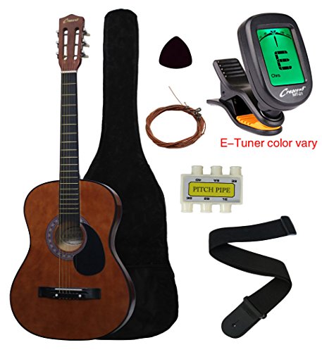 Crescent MG38-CF 38" Acoustic Guitar Starter Package, COFFEE (Includes CrescentTM Digital E-Tuner)