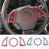 Highitem 3PCS Newest Steering Wheel Trims Cover Interior Kits Styling ABS for Chevrolet Camaro 2016 Up (Blue)