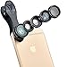 Macro Photo Lens Kit for iPhone and Android Smartphones | Set of 5: Fisheye, Wide Angle, Macro, Telephoto and CPL Lenses for HD Quality Photos | Free Case, Carabiner and Clip-On Holder | Phone Optimum