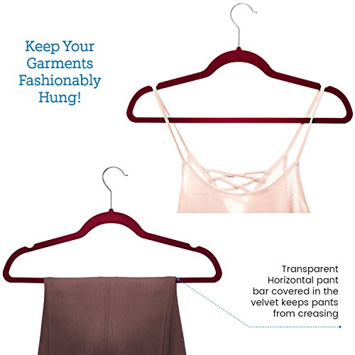 image for ZOBER Premium Quality Space Saving Velvet Hangers Strong and Durable H