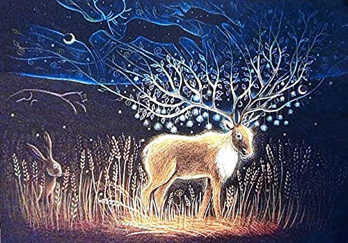The Old Ones by Hannah Willow - UK Made Art Greetings Card - Deer and Hare in a Harvest Setting - Birthday Card - Father's Day Card