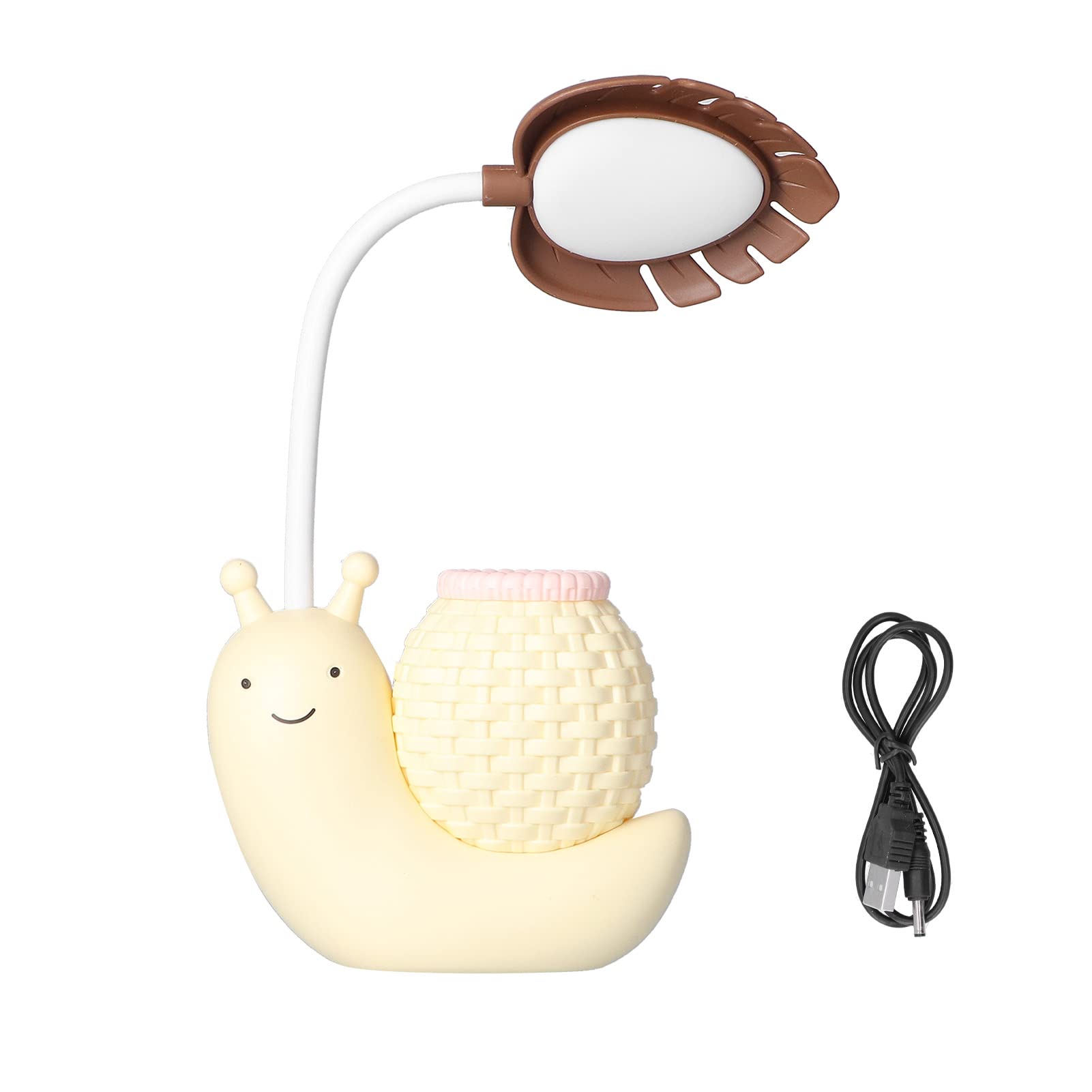Garosa LED Desk Lamp with Pen Holder Cartoon Animal Snail Table Lamp Multiple Function USB Charging Cute Desk Light Gooseneck for Students Kids Warm White Light 0.6~3W DC 5V(Yellow),Desk lamp