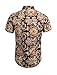 Allegra K Men Point Collar Button Down Vintage Floral Print Summer Shirts Medium Camel