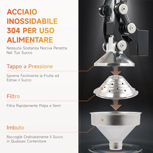 CO-Z Professional Manual Citrus Juicer Pomegranate Orange Lemon Squeezer with Steel Lever for Home, Restaurant, Bar (BK Steel)