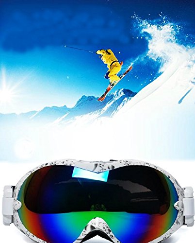 Mounchain Ski Goggles with Anti-fog Spherical Dual Lens Windproof Over Glasses Ski UV Protection Snow Goggles for CS Tactical Military Bicycle Motorcycle Men Women Snowmobile Skiing Skating Water Drop