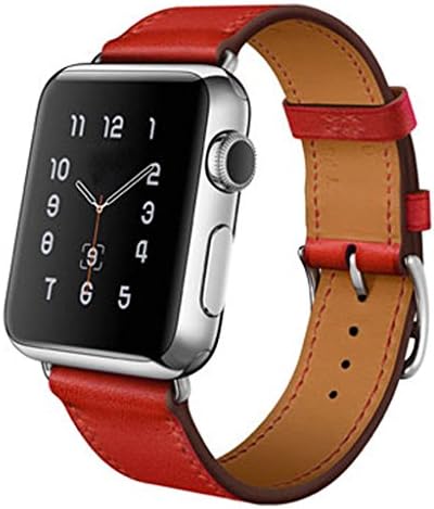 Single Tour-Red Real Genuine Leather Band Strap Bracelet Watchband For Smart Watch New 38mm