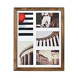 Emfogo 11x14 Picture Frame - Rustic Solid Wood and High Definition Glass Collage Picture Frame Display Five 4 x 6 Photo or 11x14 Photo Without Mat for Tabletop and Wall Carbonized Black