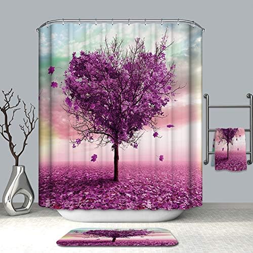 Ezlif Shower Curtain, 70โ x 70โ Polyester Fabric Waterproof Bathroom Shower Curtains Liner with 12 Rust Proof Hooks (Pink, 70"x70")