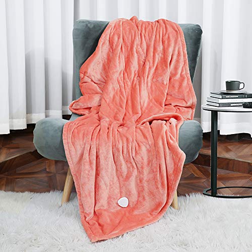 Wapaneus Foot Pocket Heated Blanket Electric Throw with 3 Heating