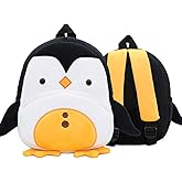 BEFUNIRISE Toddler Backpack for Boys and Girls, Cute Animal Cartoon Mini Backpack Little For Kids 2-6 Years (Penguin)