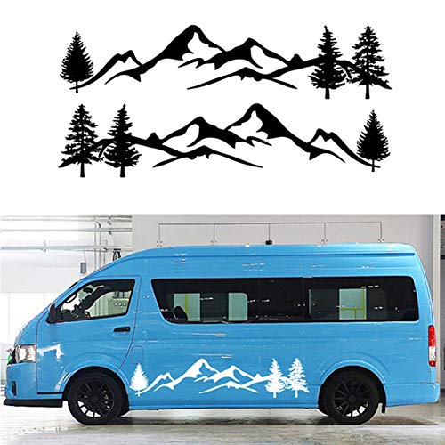 xxiaoTHAWxe Mountain Tree Car-Styling Vehicle Body 2 Side Skirt Decals Stickers Decoration - Black