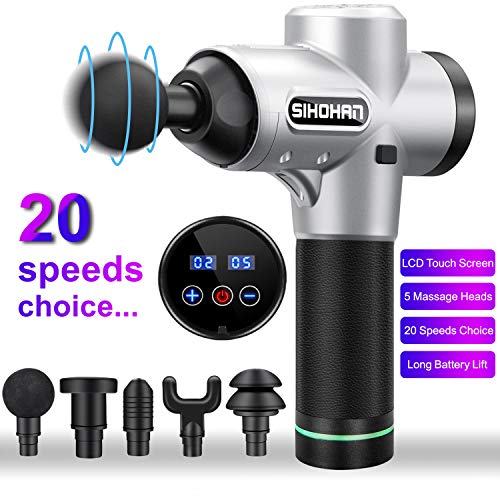 Massage Gun, Handheld Deep Tissue Percussion Muscle Massager for Pain Relief, Rechargeable Cordless Portable Percussion Massage Device with 5 Massage Heads - Thumbnail 7
