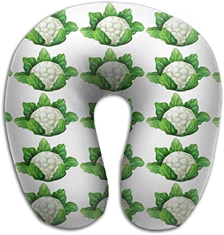 Clean Cauliflower Clipart Print U Shaped Pillow Memory Foam Neck Pillow For Travel And Relief Neck Pain Comfortable Super Soft Cervical Pillows With Resilient Material Relex Pollow