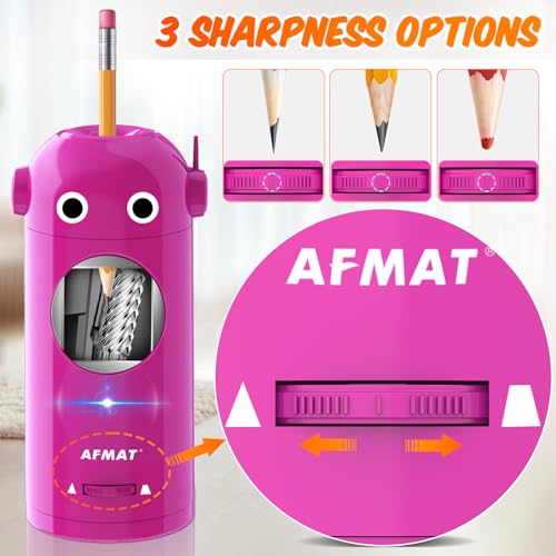 AFMAT Electric Pencil Sharpener for Colored Pencils 7-11.5mm, Auto in & Out, Fully Automatic Rechargeable Hands-Free Pencil Sharpener, Purple, RB