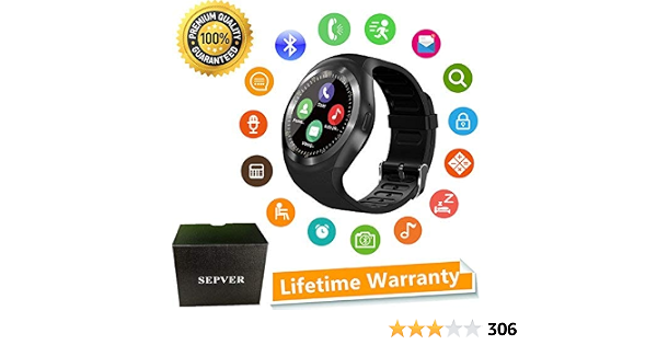 SEPVER Reloj Inteligente Smartwatch para iOS iPhone y Android Hombres  Mujeres (Negro) : Amazon.es: Electrónica