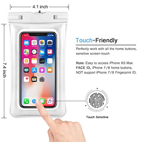Universal Waterproof Case, IFCASE IP68 Floating TPU Phone Dry Bag Pouch for iPhone Xs Max/XS/XR/X, iPhone 6/7/8 Plus, Samsung Galaxy A7/A8, Nokia 7.1/7.1 Plus - 2 Pack White - Thumbnail 3