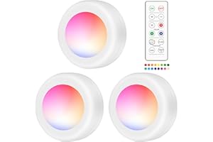Wireless RGB LED Puck Lights with Remote Control, 16 Color Changing Modes, 30lm Brightness, Portable Design for Home Decor