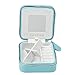 Vlando Small Travel Jewelry Box Organizer - Mirrored Jewelries Necklaces Rings Earrings Necklace Storage Case, Blue