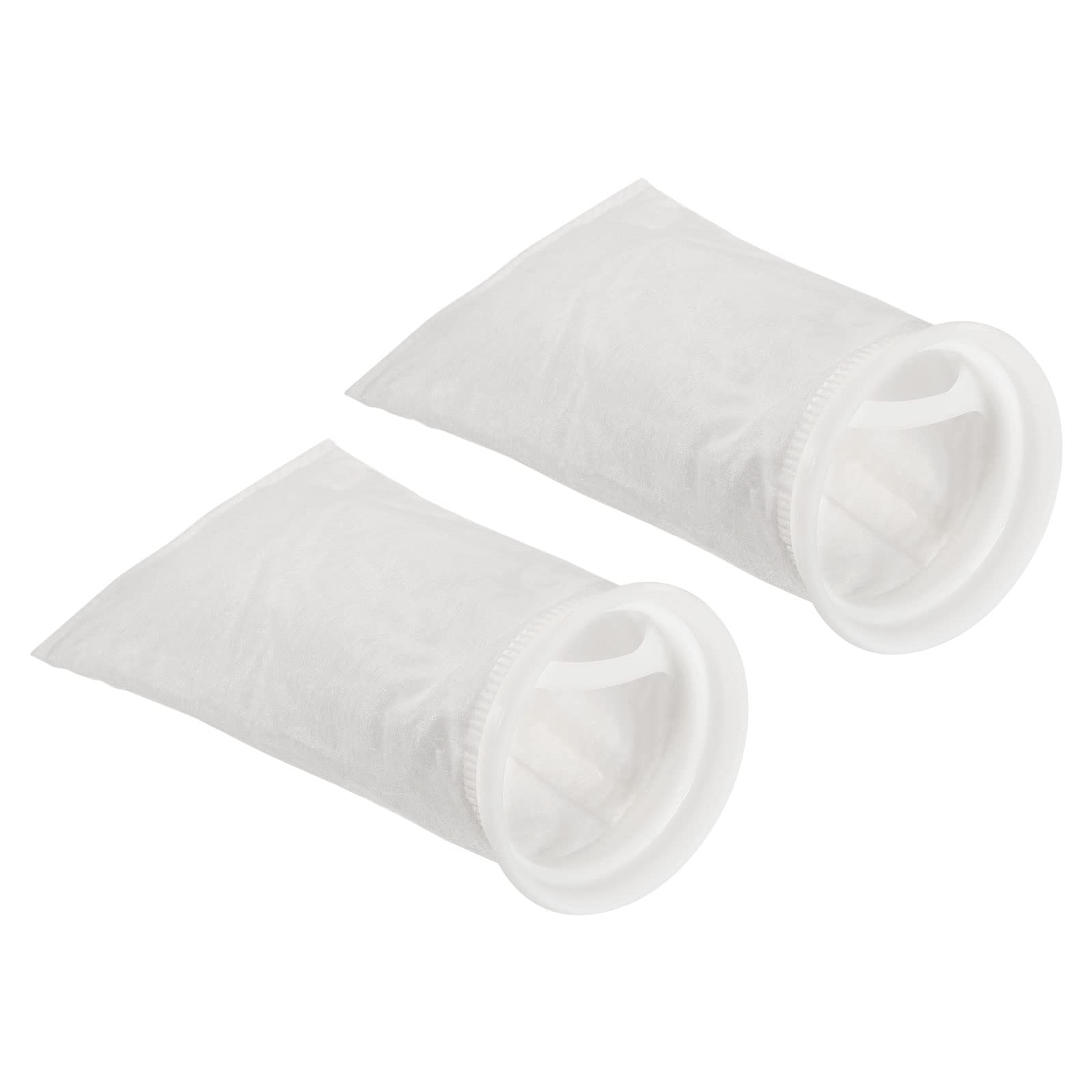 PATIKIL 4 Inch Ring Filter Socks 200 Micron, 2 Pack Mesh Bags Pool Skimmer Basket, White