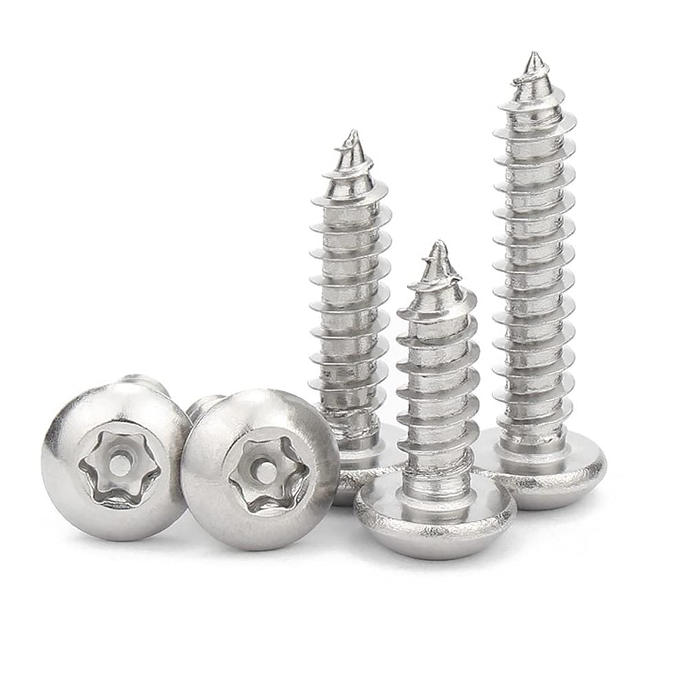 ANSIEDIO Self Tapping Screws Torx Round Head Wood Screws Stainless Steel Security Screw, M3.5×19mm,50 pcs