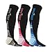 Compression Socks Women and Men Knee High Stockings Graduated Support Athletic Running Pregnancy Health Nurses Travel Shin Splints Fitness Cardio Arthritis Cross-Fit Cycling (L/XL, Black/Gray)