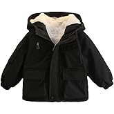 Glomblig 3-14 Years Boys Fall Winter Coats Wind Water-Resistant Puffer Jacket Warm Fleece-Lined Hooded Clothes