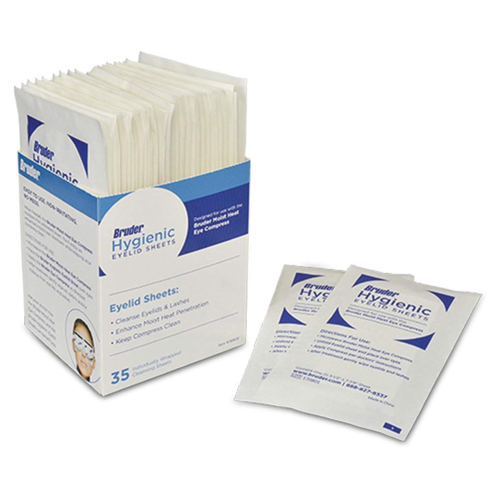Bruder Hygienic Eyelid Cleansing Sheets Micro Fine Individually Wrapped Untreated Sheets 35 Count Box : Beauty