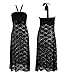 Moxeay® Women Bikini Swimwear Cover up Mesh Hollow Out Lace Crochet Dress (One Size, Black)