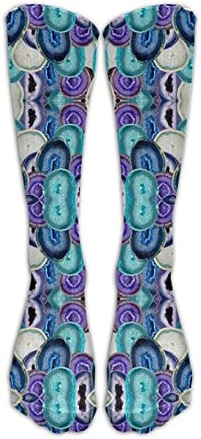 PHCDGDD Sliced Geode Specimens In Cool Toned Unicorn Rainbow Wallpaper Graduated Compression Socks For Men &amp; Women Best Stockings For Nurses, Travel, Running, Maternity Pregnancy