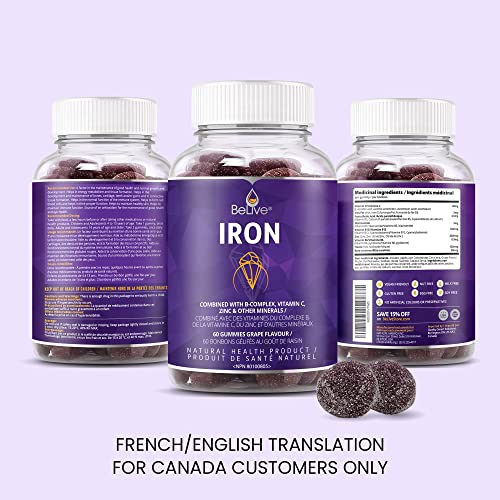 BeLive Iron Gummies Multivitamin Iron Supplement with Vitamin C, A, B