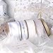 LaRibbons 1 inch White Sheer Organza Ribbon with Gold Glitter Metallic for Decoration, Craft, Gift Wrappping - 10 Yard/Spool