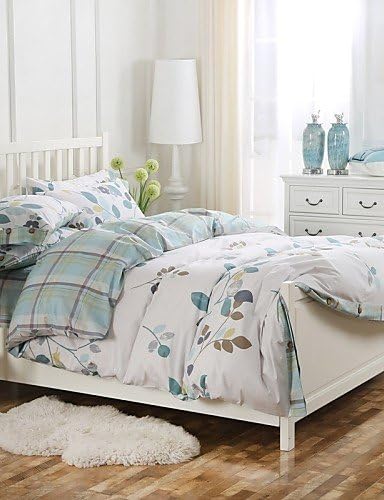 wwgy Simple Opulence 100% Cotton Coconut Button Printed Lattice King Queen Duvet Cover Set , queen