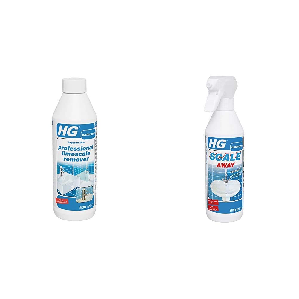 HG Hagesan Blue 500ml Professional Limescale Remover & Professional Scale Away Spray 500ml - Removing Bathroom Limescale - Safe For All Bathroom Materials - Super Concentrated