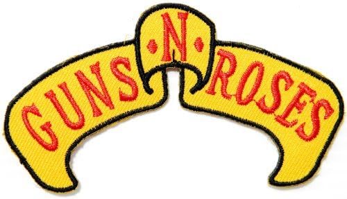 3.6" x 1.75"GUNS N ROSES Ribon Heavy Metal Rockabilly Rock Punk Music Band Logo jacket T-shirt Patch Iron on Embroidered Sign music patch by Tourlesjours