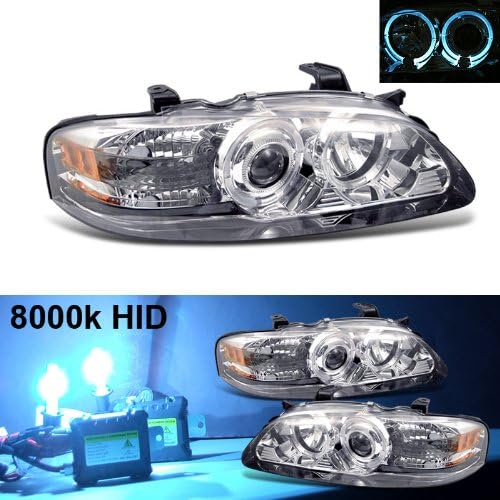 8000k Slim Xenon HID Kit + 00-03 Nissan Sentra Halo Projector Head Lights