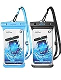 Mpow Waterproof Case, Full Transparency Waterproof Phone Pouch IPX8 Universal Cellphone Dry Bag Compatible for iPhone 11 Pro Max/Xs Max/XS/XR/X/8, Galaxy S10/S9, Google up to 6.8 Inches (Black+Blue)