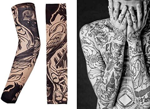 Temporary tattoo sleeve | Fake removable tattoos sleeves &amp; temp tatto designs | Tatoo decal nylon party accessory costume ideas. Body art full arm shoulder elastic decals accessories